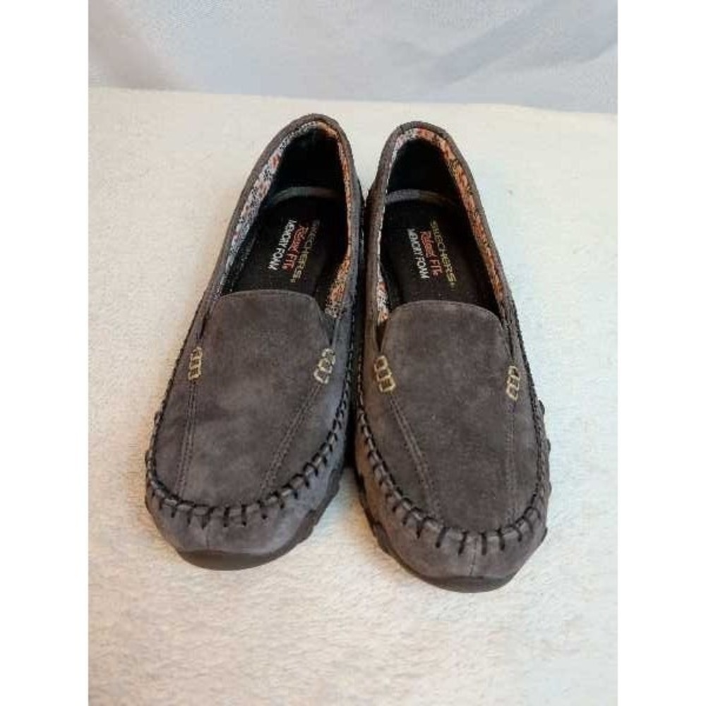 Skechers Relaxed Fit Memory Foam Moc Loafer‎ Shoes Brown Size 8